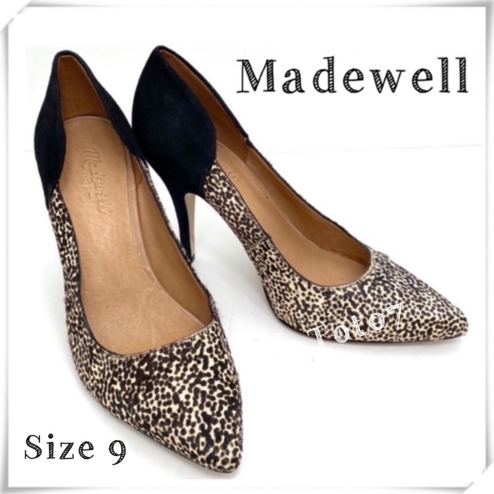 MADEWELL Maddie Heel in Speckle Leopard Calfskin Pumps Size 9 Style B5491 New